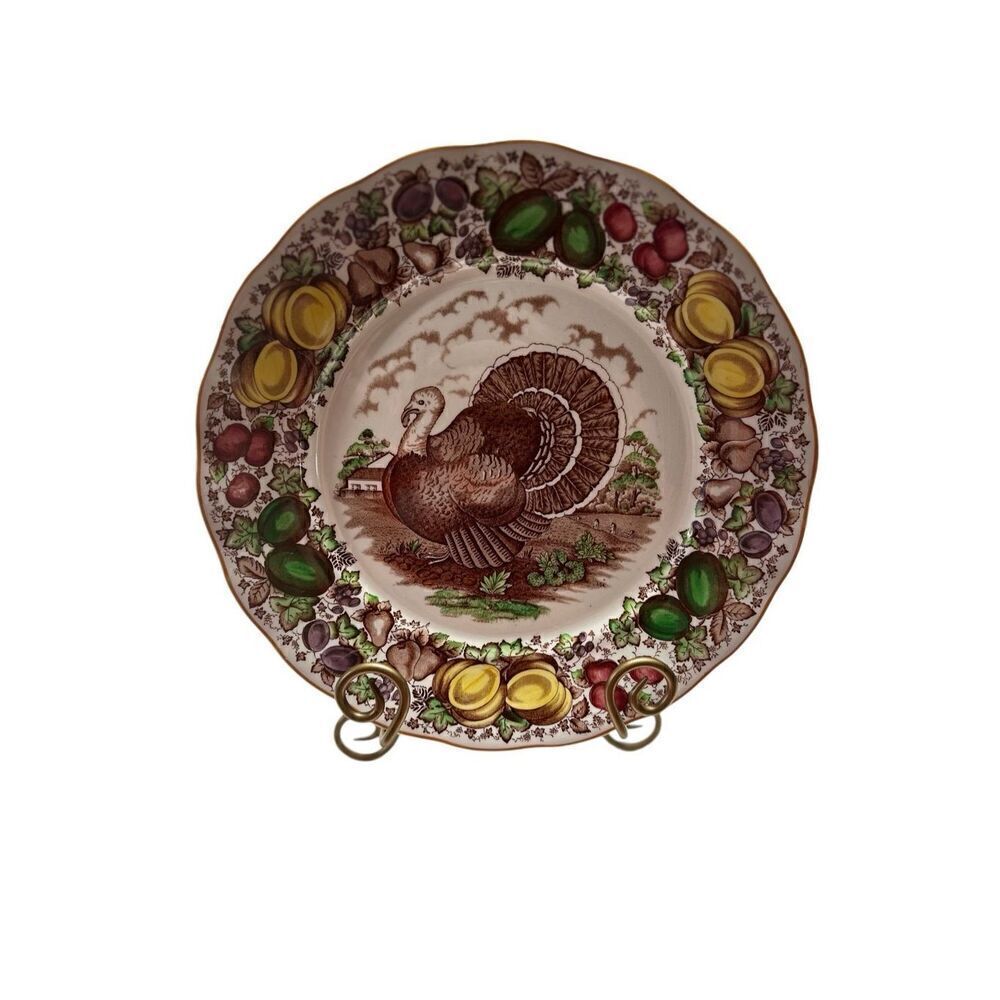 Barker Bros LTD Turkey Plate Pumpkins England Royal Tudor Ware Pear Thanksgiving